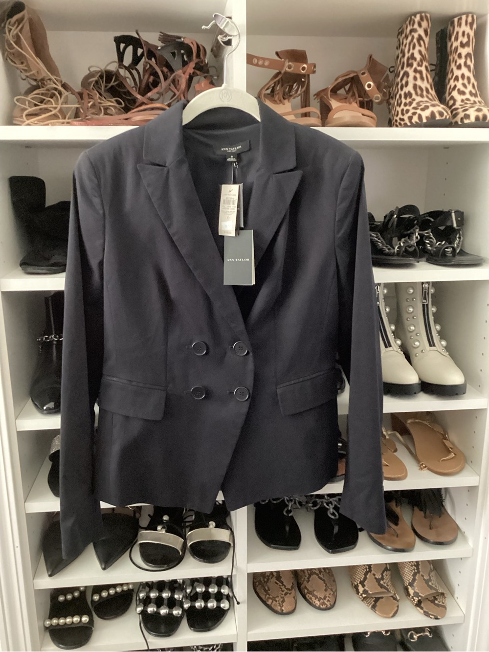 Ann Taylor Double-Breasted Tailored Blazer
